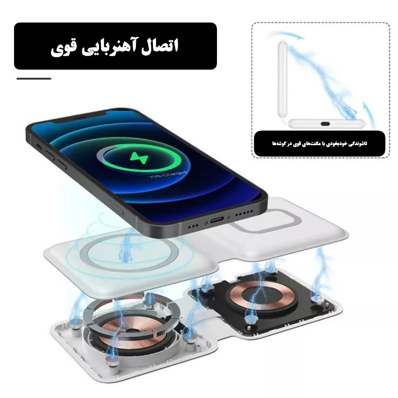 شارژر مغناطیسی مگ سیف مدل MagSafe Magnetic Foldable image gallery