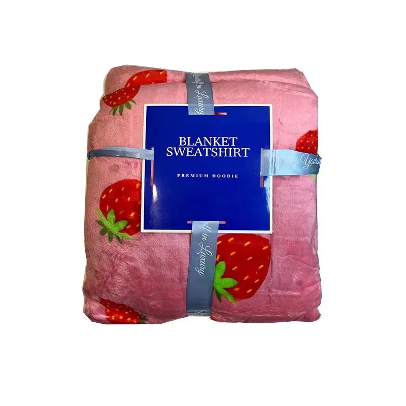 پتو مسافرتی مدل تن پوش پانچو طرح pancho Strawberry سایز 120x170 سانتی متر image gallery