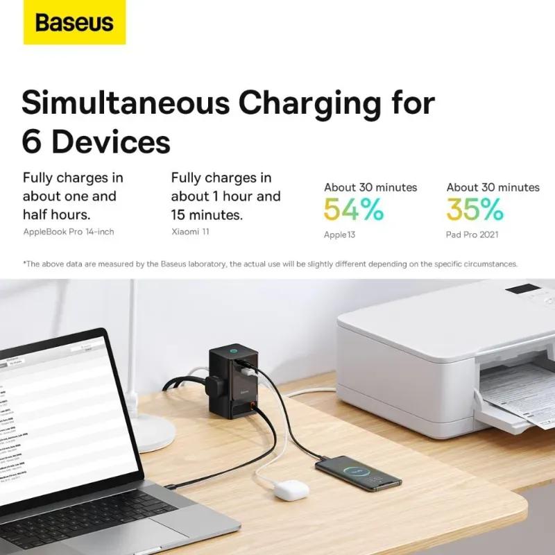 هاب شارژر 4 پورت بیسوس مدل Baseus PowerCombo PSLR000301 توان 65 وات image gallery