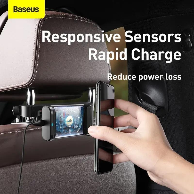 هولدر و شارژر وایرلس صندلی عقب بیسوس مدل Backseat Holder Wireless Charger WXHZ-01 توان 15 وات image gallery