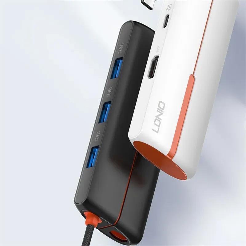 هاب 5 پورت تایپ سی الدینیو مدل LDNIO 5in1 Type-c Hub Adapter DS-25H توان 100 وات image gallery