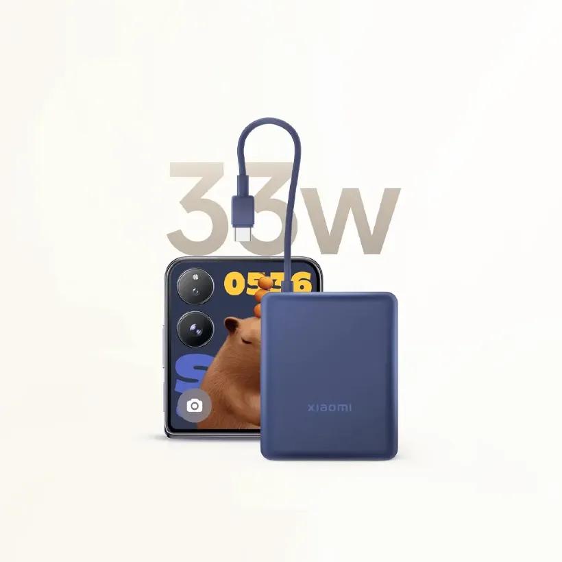 پاوربانک 10000 شیائومی مدل Xiaomi Power Bank PB1033MI توان 33 وات همراه با کابل متصل image gallery