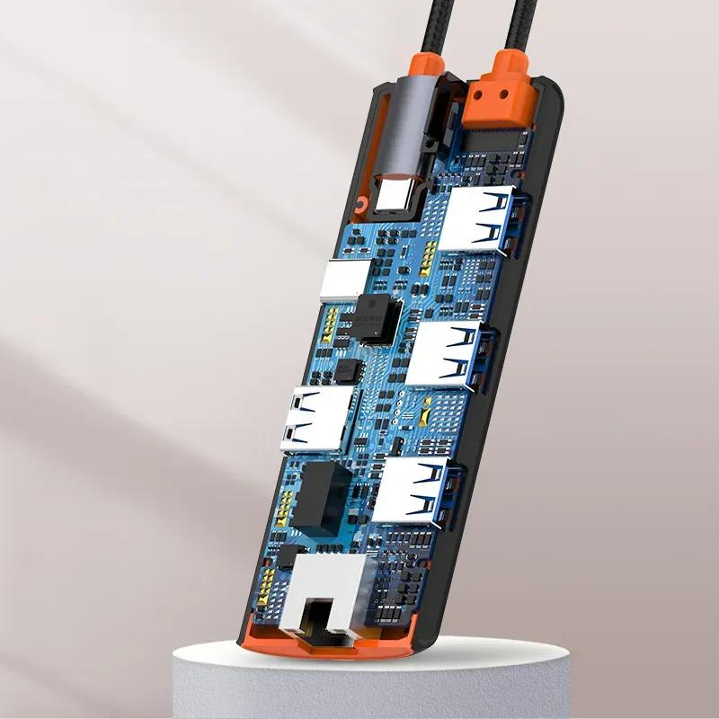 هاب 6 پورت تایپ سی الدینیو مدل LDNIO 6in1 Type-c Hub Adapter DS-26U توان 100 وات image gallery