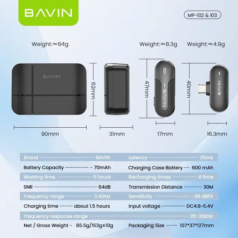 میکروفون بی سیم Type C باوین مدل MP102 image gallery