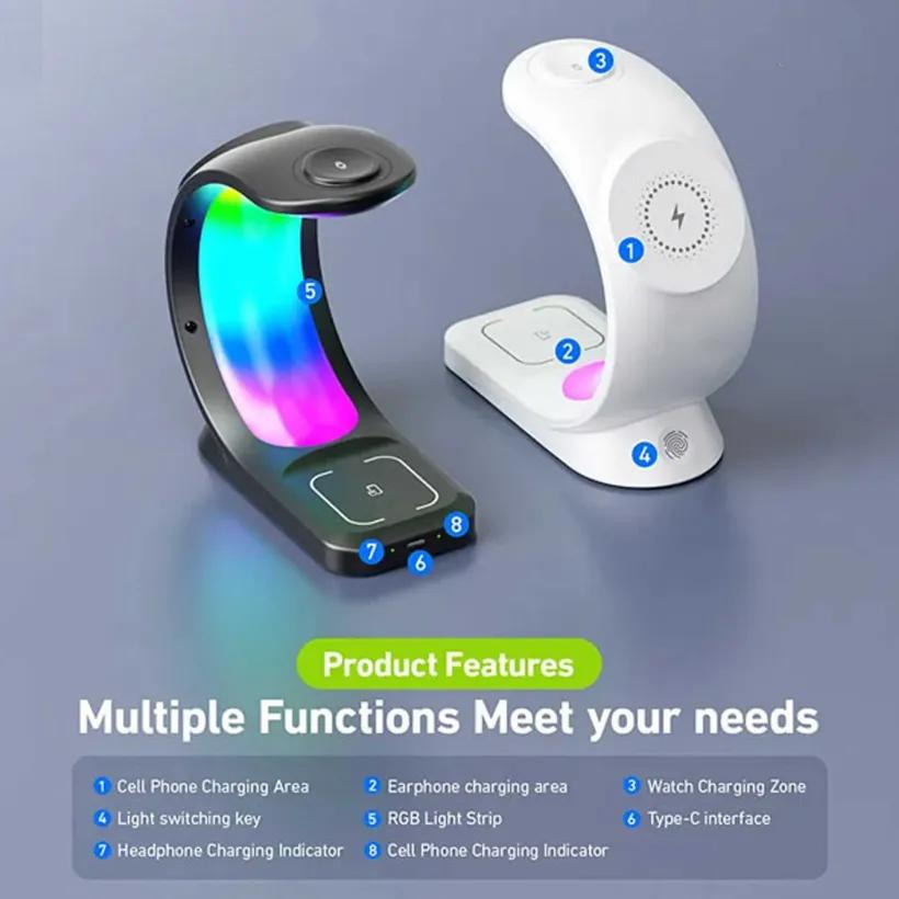 استند و شارژر وایرلس چندکاره مگنتی بیوا مدل WLC-13 3in1 Fast Wireless Charger با امکان شارژ اپل واچ image gallery