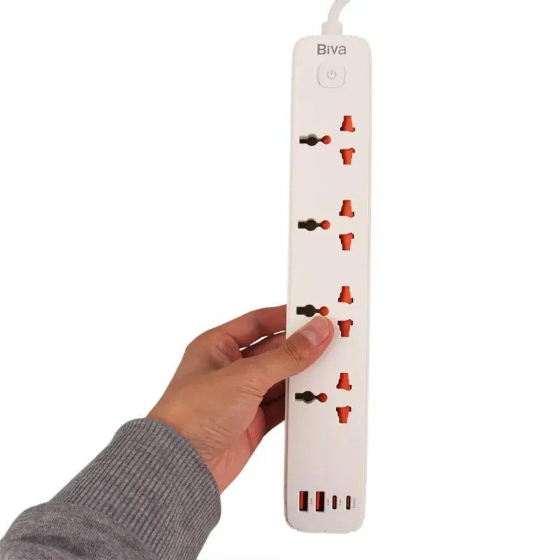 چند راهی برق و شارژر بیوا مدل PS-05 Power Strip دارای 4 پورت image gallery
