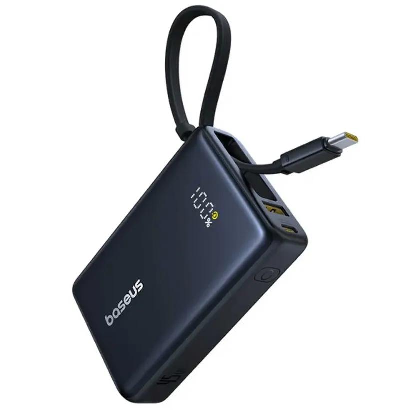 پاوربانک باسئوس مدل Picogo P10076803123 ظرفیت 10000mAh توان 45 وات همراه با کابل متصل image gallery