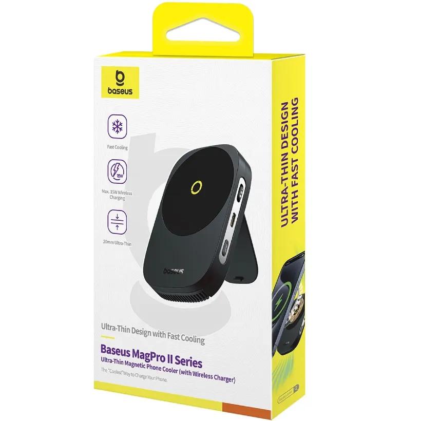 شارژر وایرلس مگنتی و فن خنک کننده موبایل باسئوس مدل  Baseus MagPro II BS-PS036 توان 15 وات image gallery