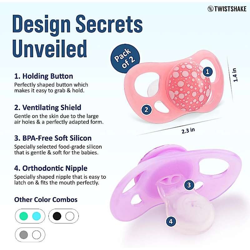 ‫پستانک ۲ عددی تویست شیک مدل‬ ‫0128NL مناسب تا ۶ ماهگی‬ image gallery