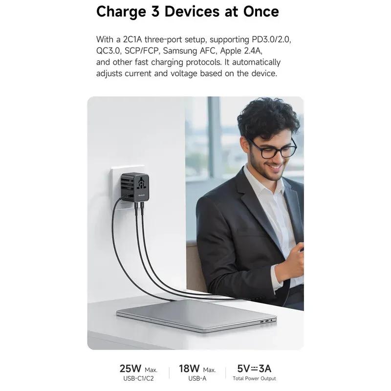 شارژر دیواری و مبدل برق مک دودو مدل CP-326 توان 25 وات همراه با کابل image gallery