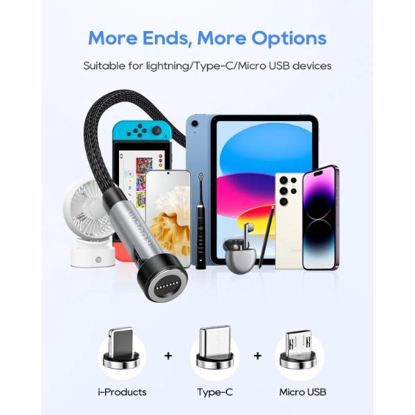 کابل شارژ مغناطیسی 6 در 1 کولا مدل KL-AC57  طول 1 متر ۱۵ وات image gallery