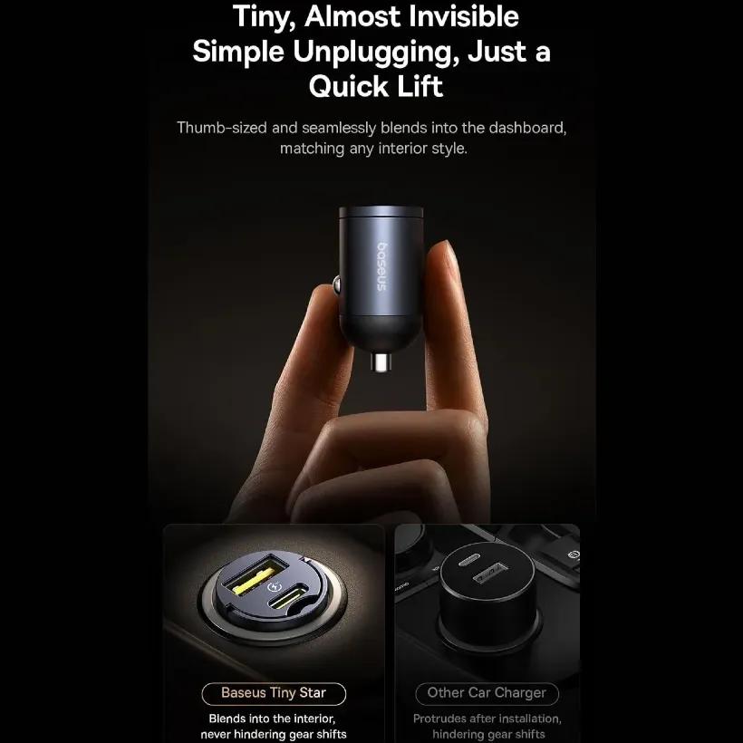 شارژر فندکی بیسوس مدل Tiny Star C00035001121-02 توان 30 وات image gallery