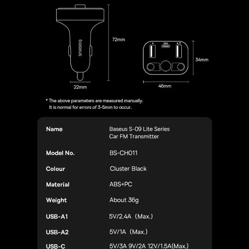 شارژر فندکی و پخش کننده بلوتوث بیسوس مدل S-09 Lite Series C10762300113-00 image gallery