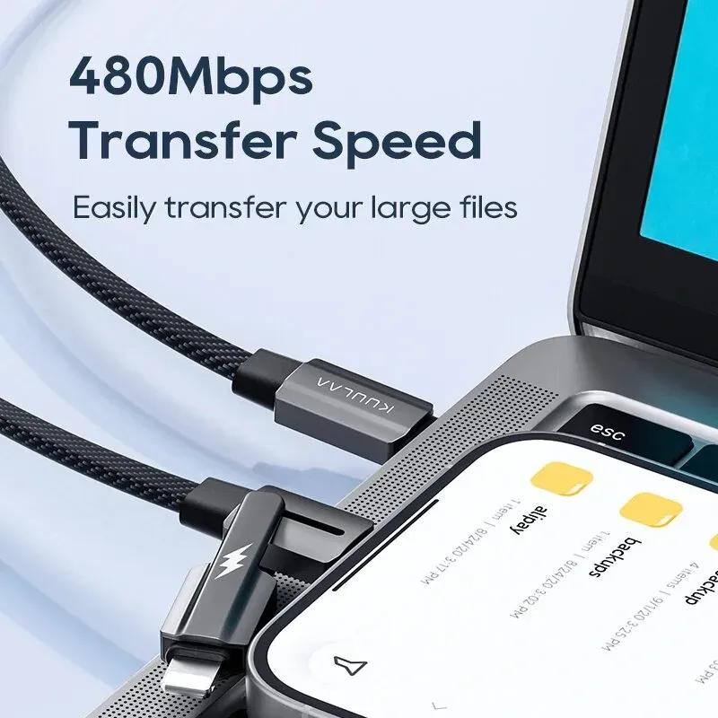 کابل تبدیل Type-C به Type-C و لایتنینگ  کولا  مدل KL-X72 طول 2 متر ۶۰ وات image gallery