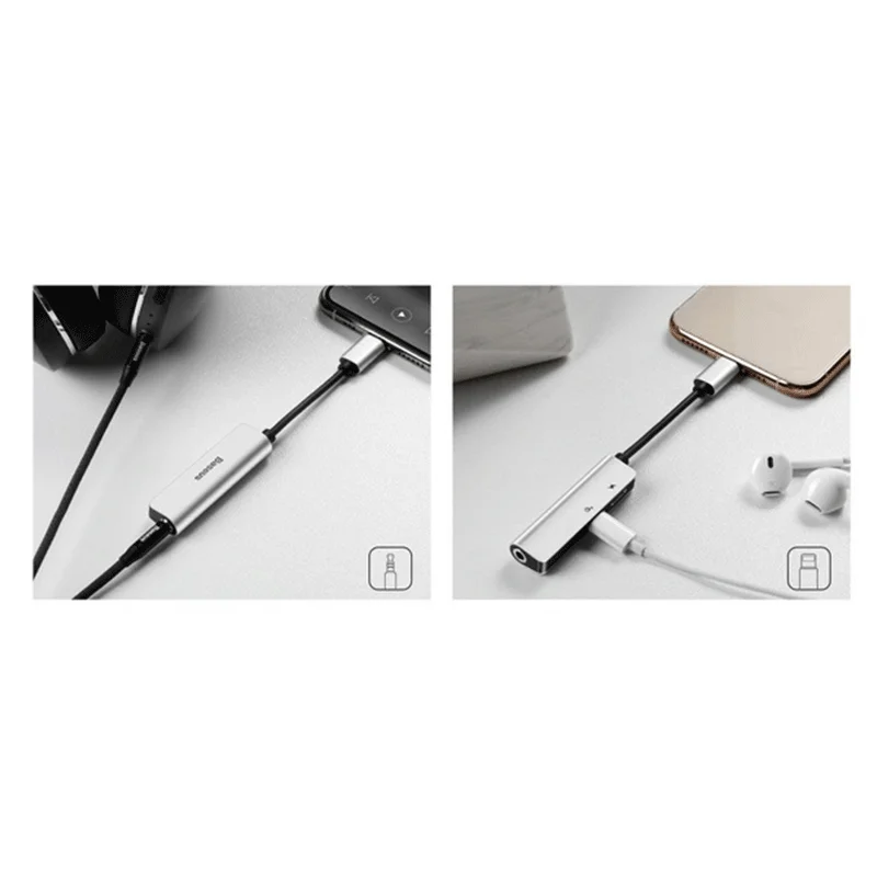 مبدل 1 به 3 لایتنینگ به جک 3.5mm و 2 لایتنینگ بیسوس مدل Baseus L52 - مشکی image gallery