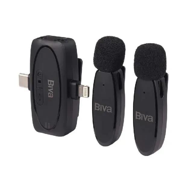 میکروفون یقه ای بیوا مدل Wireless Microphone WM-03 دارای 2 فرستنده