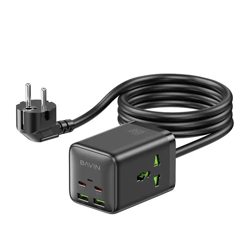 چند راهی و هاب شارژر 6 پورت باوین مدل PC2026y طول 1.5 متر توان 65 وات