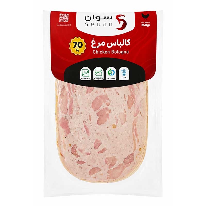 کالباس مرغ 70 درصد سوان وزن 250 گرم (بسته بندی وکیوم)