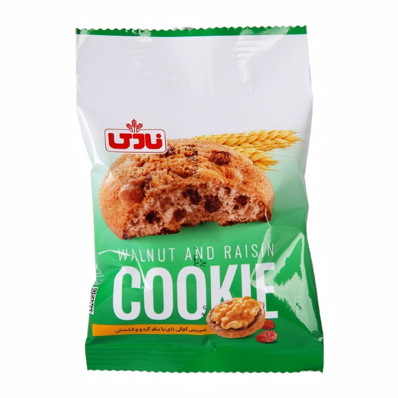 شیرینی کوکی با مغز گردو و کشمش نادی وزن 35 گرمی (کارتن 96 عددی)