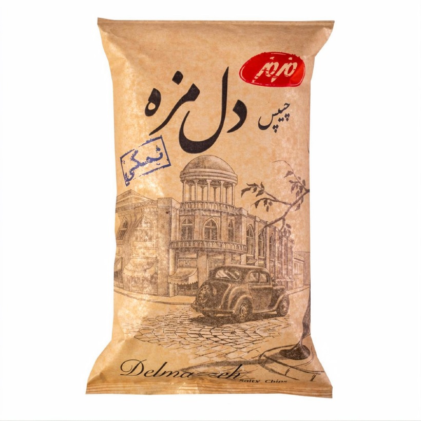 چیپس ساده نمکی مزمز سری دل مزه وزن 180 گرمی (کارتن 12 بسته‌ای)