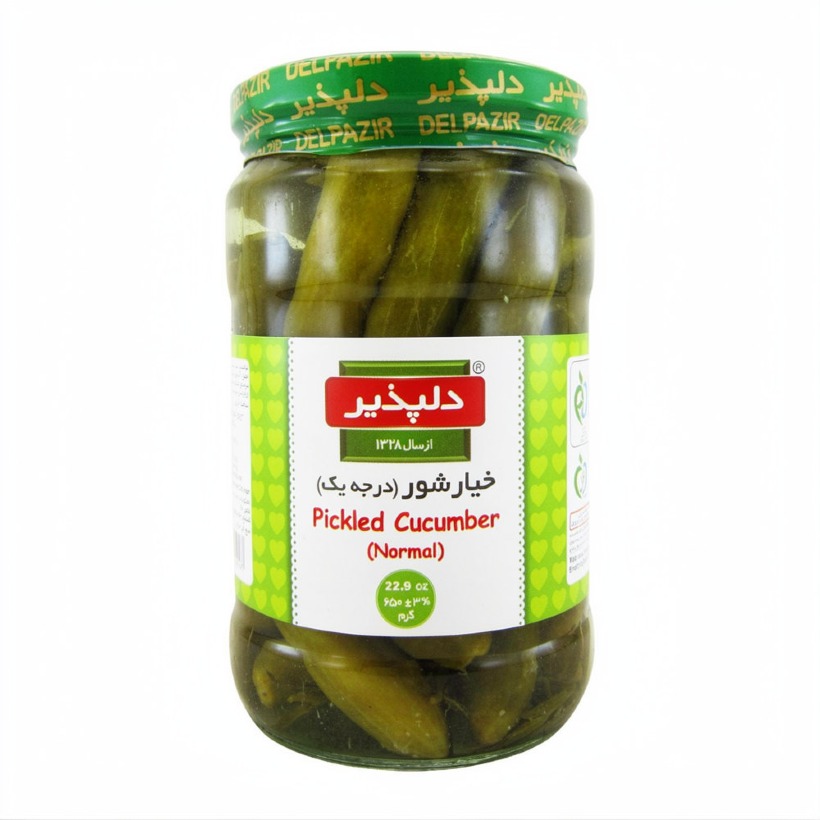 خیارشور درجه یک دلپذیر وزن 650 گرمی (12 عدد)