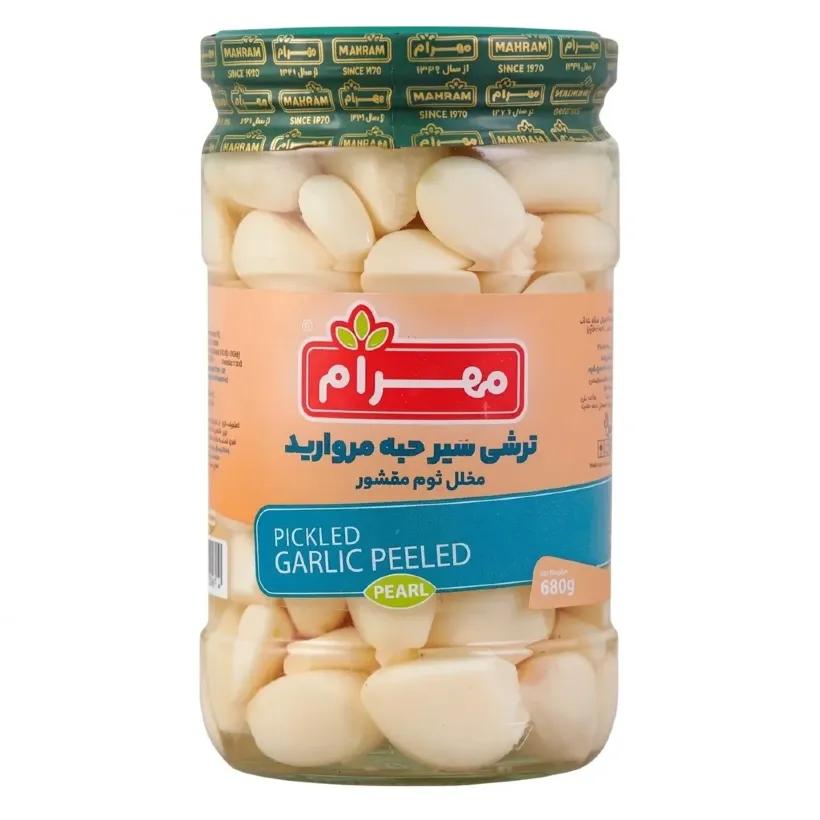 ترشی سیر حبه مروارید مهرام وزن 680 گرمی (بسته 12 عددی)