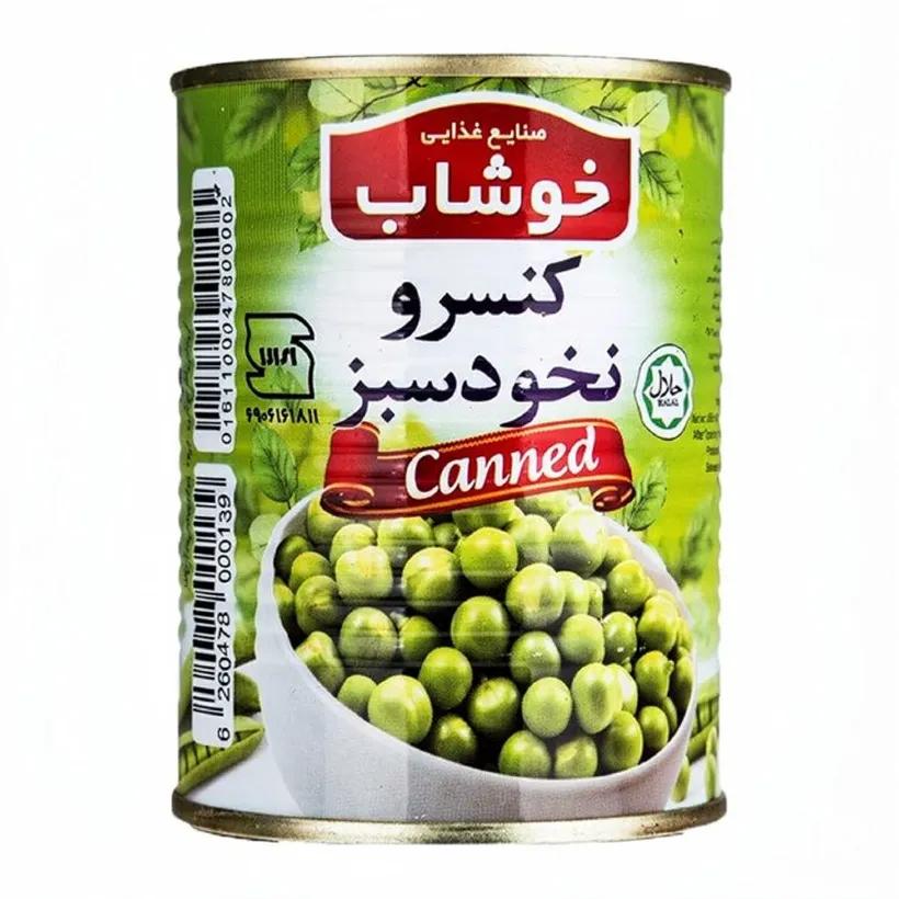 کنسرو نخود سبز خوشاب وزن 350 گرمی (بسته 24 عددی)