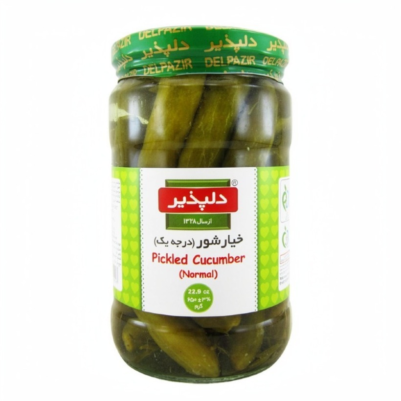 خیارشور درجه یک دلپذیر وزن 650 گرمی (12 عدد)