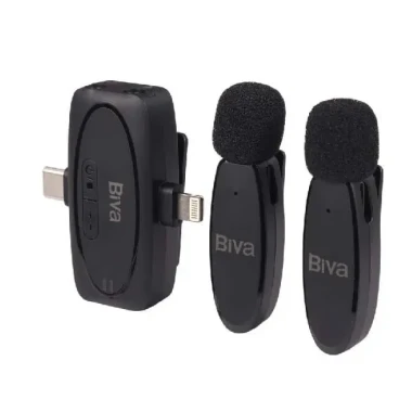میکروفون یقه ای بیوا مدل Wireless Microphone WM-03 دارای 2 فرستنده