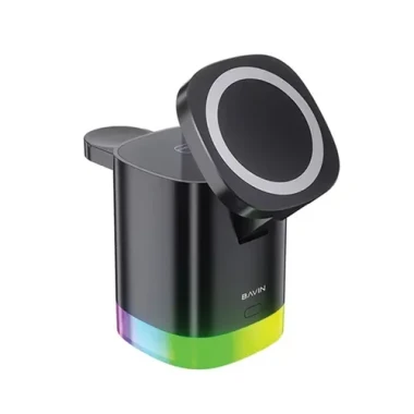 استند و شارژر وایرلس چندکاره باوین مدل PC1033 توان 15 وات با قابلیت شارژ اپل واچ