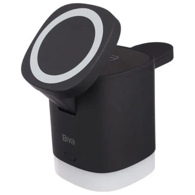 استند و شارژر وایرلس چندکاره مگنتی بیوا مدل WLC-12 3in1 Fast wireless Charger با امکان شارژ اپل واچ