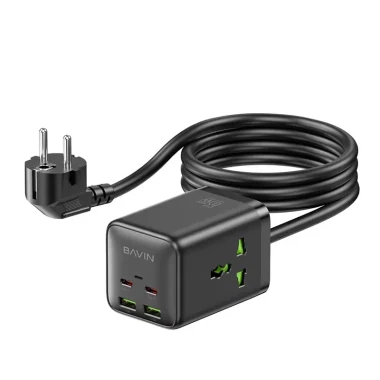 چند راهی و هاب شارژر 6 پورت باوین مدل PC2026y طول 1.5 متر توان 65 وات