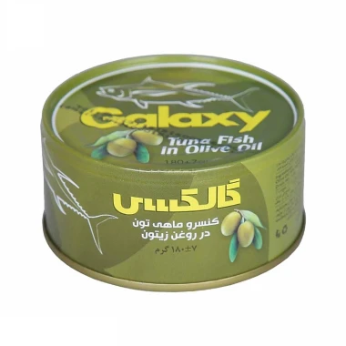 کنسرو ماهی تن در روغن زیتون گالکسی وزن 180 گرمی (بسته 24 عددی)
