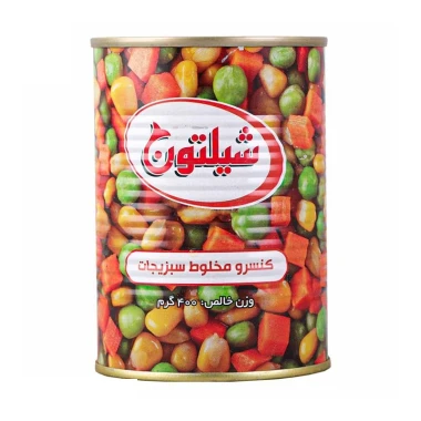 کنسرو مخلوط سبزیجات شیلتون وزن 400 گرمی (بسته 12 عددی)