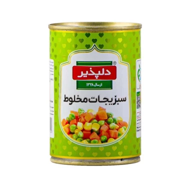 کنسرو مخلوط سبزیجات دلپذیر وزن 420 گرمی (کارتن 24 عددی)
