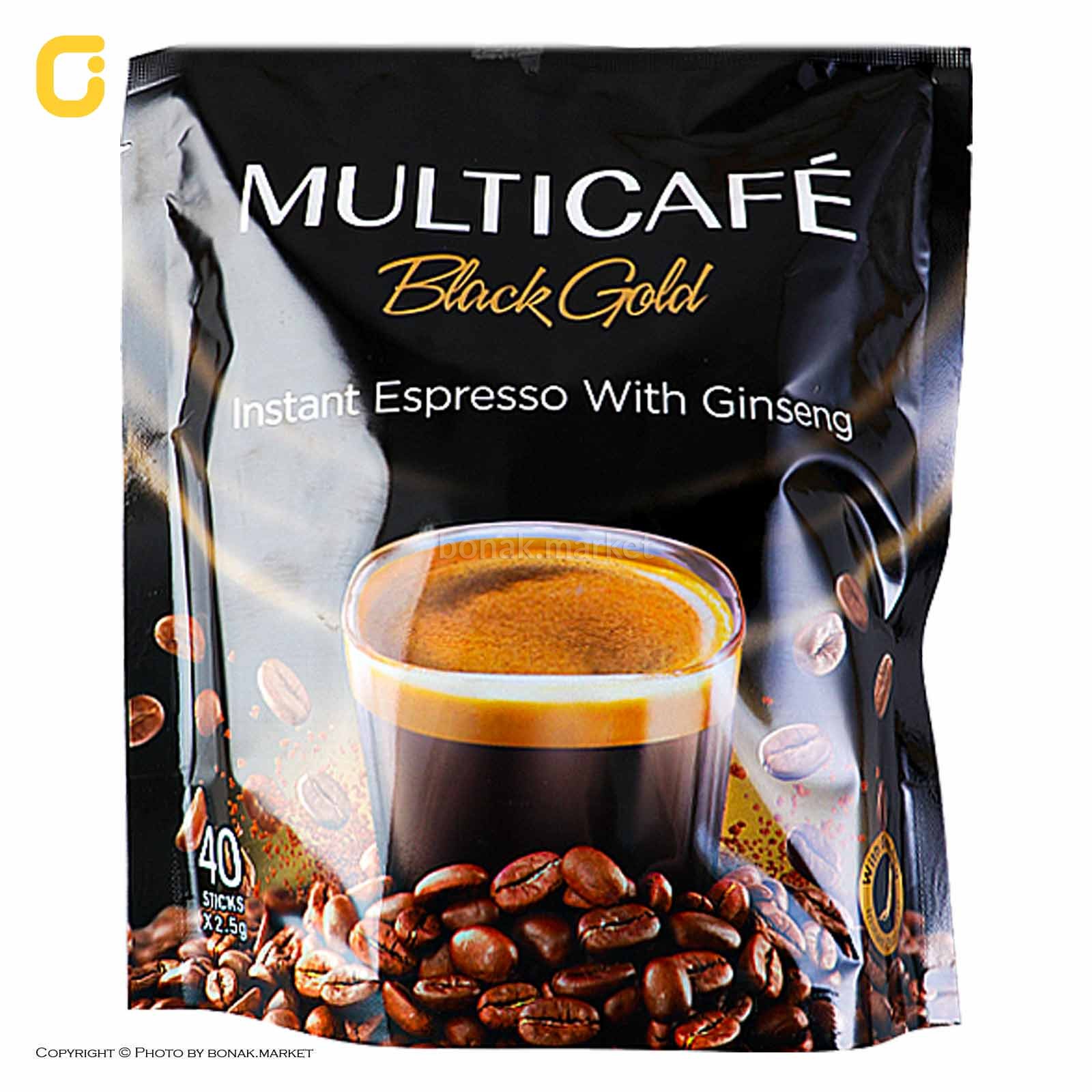 پودر قهوه مولتی گلد مدل Black Gold مولتی کافه وزن 2.5 گرم بسته 40 عددی (1 بسته)