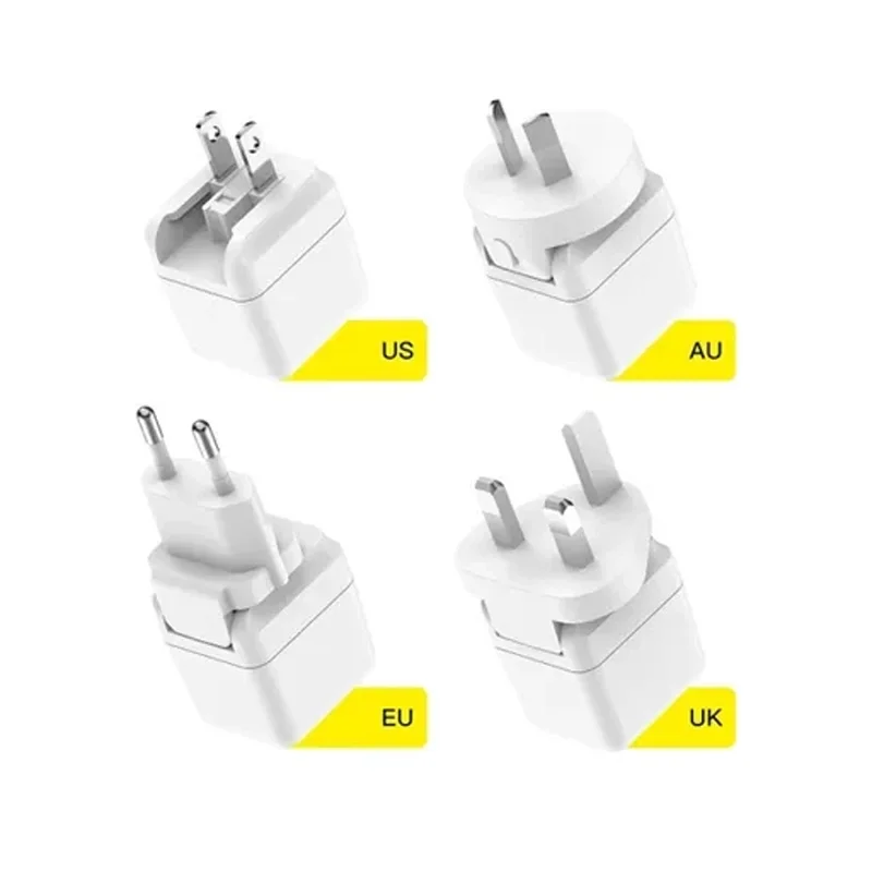 شارژر دیواری 35 وات بودی مدل Budi AC316W با یک خروجی USB و یک خروجی USB-C با سری های مختلف اتصال به پریز - سفید